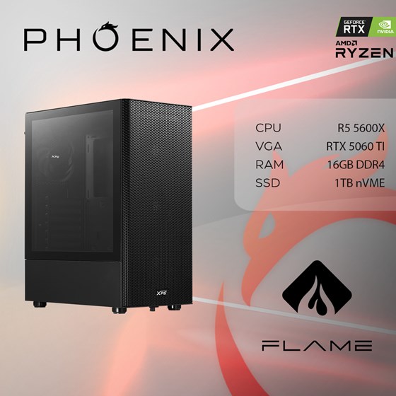 Stolno računalo Fenix 500 AMD Ryzen 5 5600X,16GB DDR4,RTX 5060 TI 8GB,600W 80+